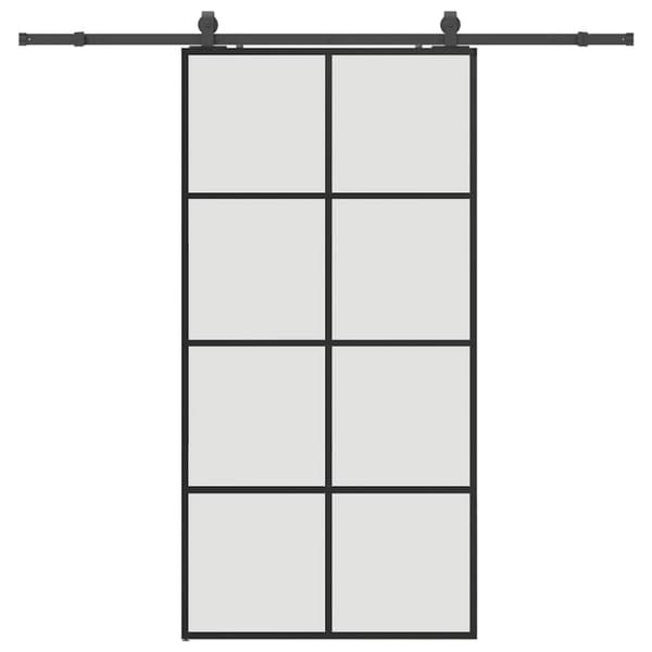 Skjutdörr med beslag svart 102,5x205 cm ESG-glas