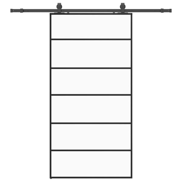 Skjutdörr med beslag svart 102x205 cm ESG-glas