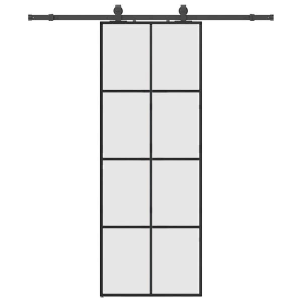 Skjutdörr med beslag svart 76x205 cm ESG-glas