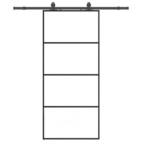 Skjutdörr med beslag svart 90x205 cm ESG-glas