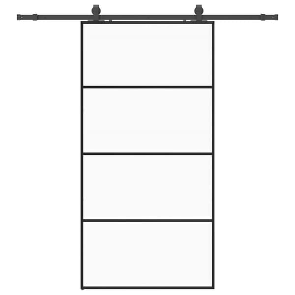 Skjutdörr med beslag svart 102,5x205 cm ESG-glas