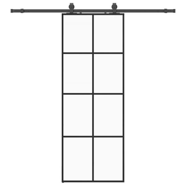 Skjutdörr med beslag svart 76x205 cm ESG-glas