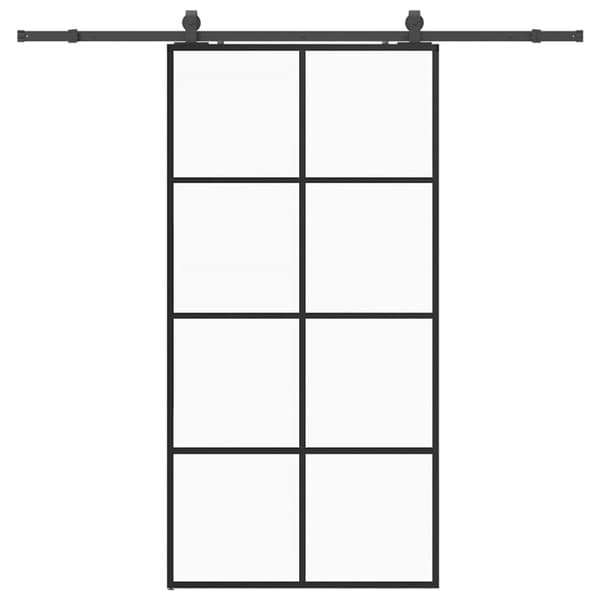 Skjutdörr med beslag svart 102,5x205 cm ESG-glas