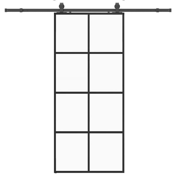 Skjutdörr med beslag svart 90x205 cm ESG-glas