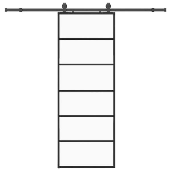 Skjutdörr med beslag svart 76x205 cm ESG-glas