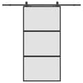 Miniatyrbild 2 av 2: Skjutdörr med beslag svart 102,5x205 cm härdat glas