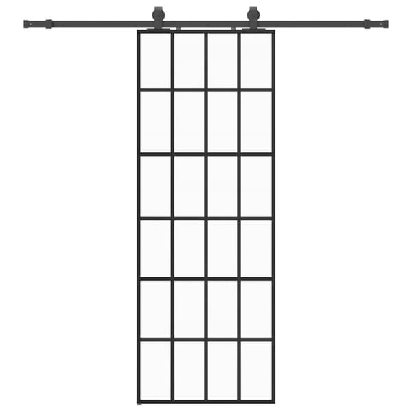 Skjutdörr med beslag svart 76x205 cm ESG-glas