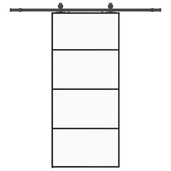 Skjutdörr med beslag svart 90x205 cm ESG-glas