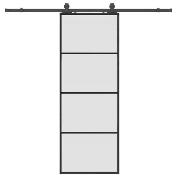Skjutdörr med beslag svart 76x205 cm ESG-glas