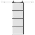 Miniatyrbild 2 av 2: Skjutdörr med beslag svart 76x205 cm ESG-glas