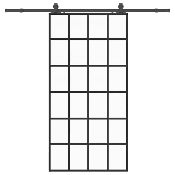 Skjutdörr med beslag svart 102x205 cm ESG-glas