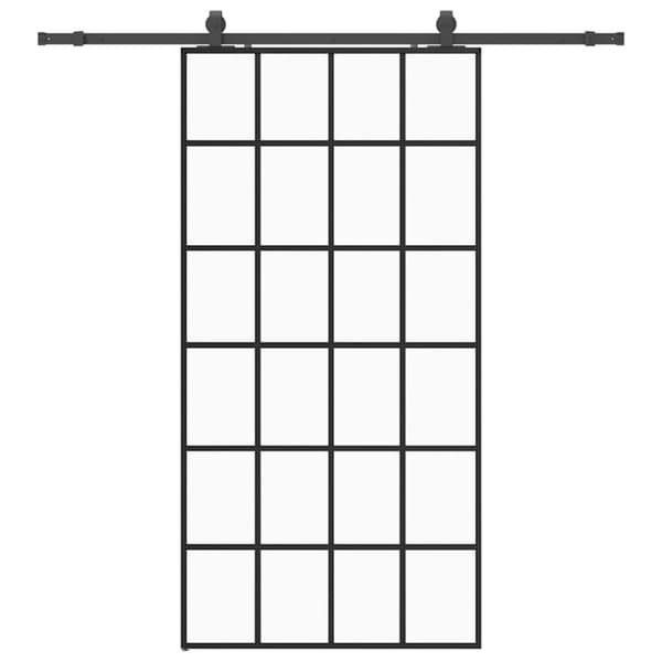 vidaXL Skjutdörr med beslag svart 102x205 cm ESG-glas