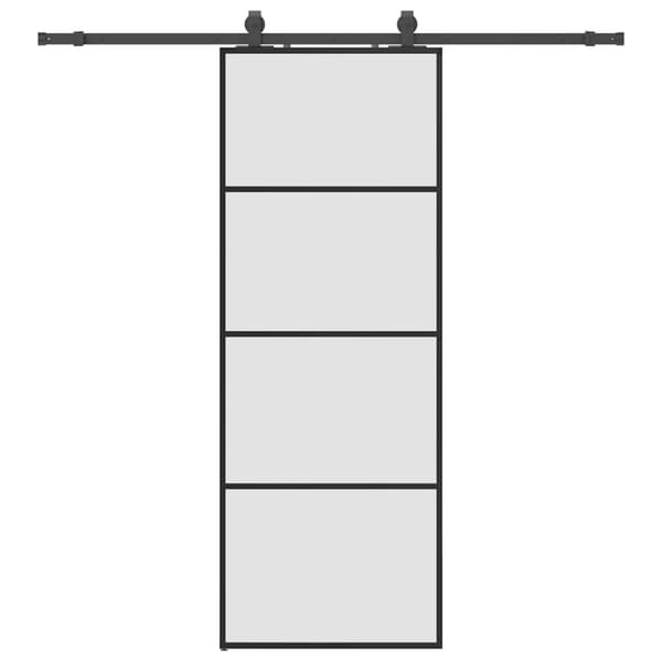 vidaXL Liukuovi asennustarvikkeilla musta 76x205 cm ESG lasi