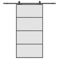 Miniatyrbild 3 av 10: vidaXL Skjutdörr med beslag svart 102,5x205 cm ESG-glas