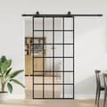 Miniatyrbillede 2 af 10: vidaXL skydedør med hardwaresæt 102x205 cm ESG glas sort