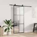 Miniatyrbillede 4 af 10: vidaXL skydedør med hardwaresæt 90x205 cm ESG glas sort
