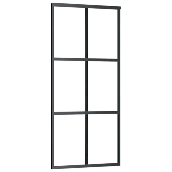 vidaXL skydedør med hardwaresæt 90x205 cm ESG glas sort