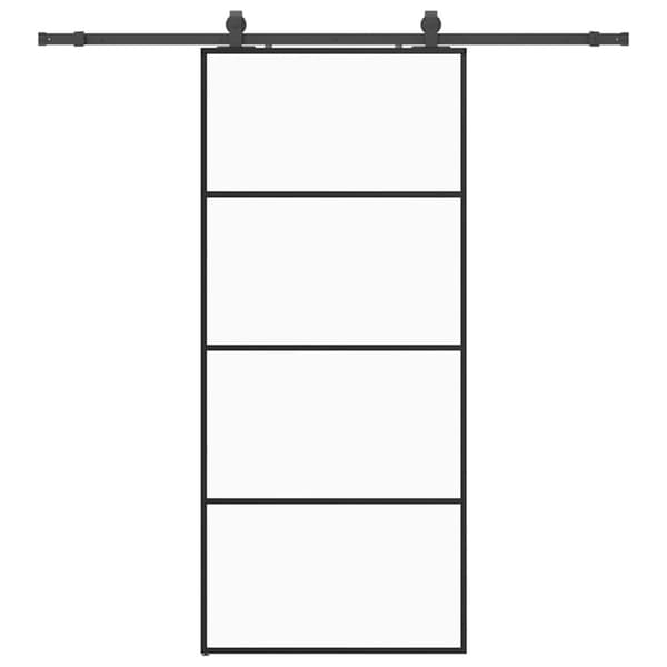 vidaXL skydedør med hardwaresæt 90x205 cm ESG glas sort