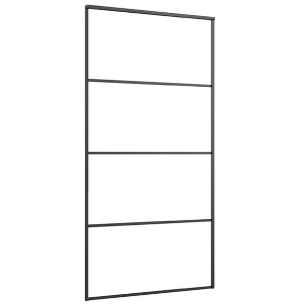 vidaXL Skjutdörr med beslag svart 102,5x205 cm ESG-glas