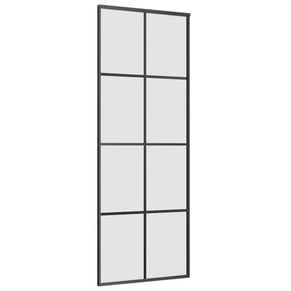 vidaXL skydedør med hardwaresæt 76x205 cm ESG glas sort