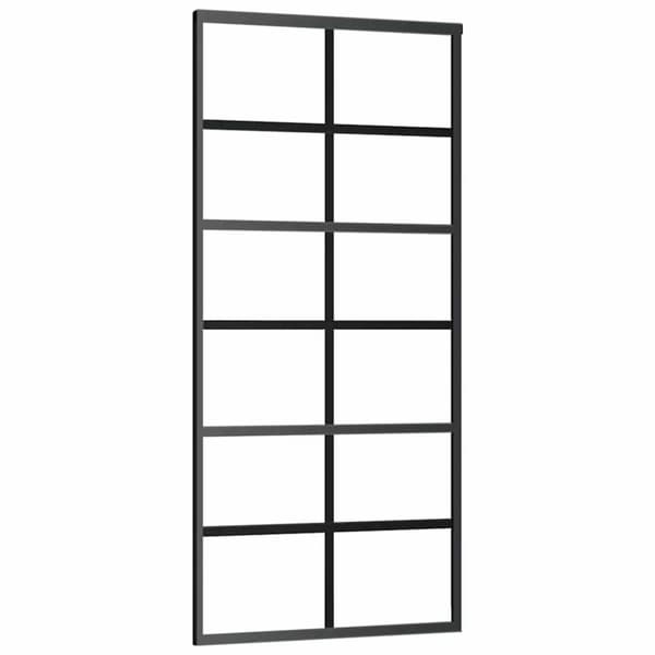 vidaXL skydedør med hardwaresæt 90x205 cm ESG glas sort