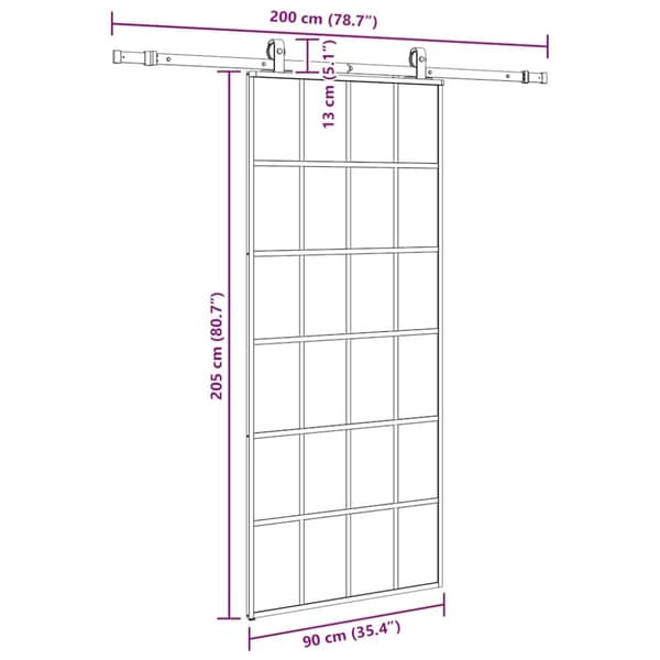 vidaXL Liukuovi asennustarvikkeilla musta 90x205 cm ESG lasi
