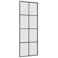 Miniatyrbild 6 av 10: vidaXL Skjutdörr med beslag svart 76x205 cm ESG-glas
