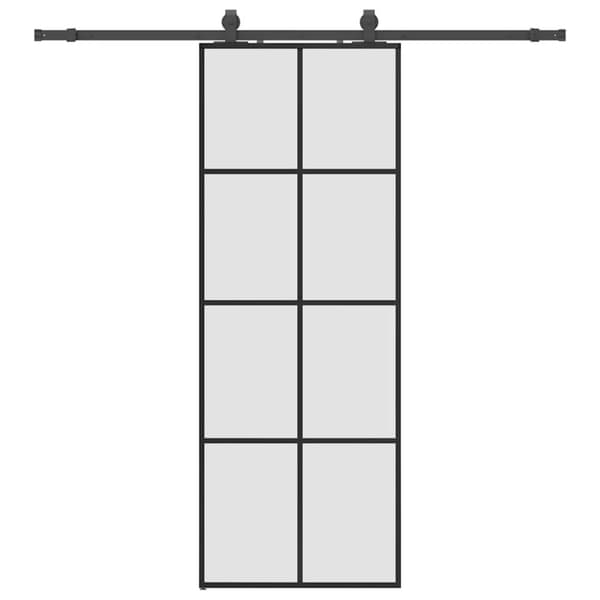 vidaXL Skjutdörr med beslag svart 76x205 cm ESG-glas