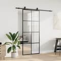 Miniatyrbilde 4 av 10: vidaXL Skyvedør med monteringssett svart 90x205 cm ESG-glass