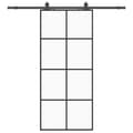 Pikkukuva 3 / 10: vidaXL Liukuovi asennustarvikkeilla musta 90x205 cm ESG lasi