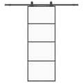 Pikkukuva 3 / 10: vidaXL Liukuovi asennustarvikkeilla musta 76x205 cm ESG lasi