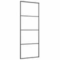 Pikkukuva 6 / 10: vidaXL Liukuovi asennustarvikkeilla musta 76x205 cm ESG lasi