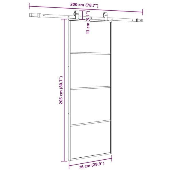 vidaXL Liukuovi asennustarvikkeilla musta 76x205 cm ESG lasi
