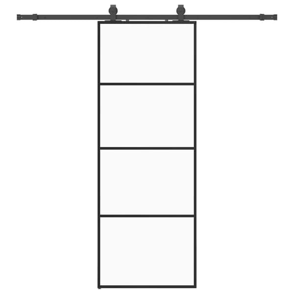 vidaXL Liukuovi asennustarvikkeilla musta 76x205 cm ESG lasi
