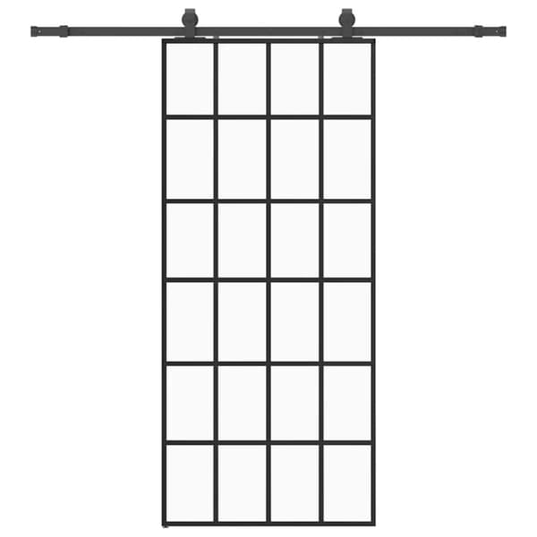 vidaXL Skjutdörr med beslag svart 90x205 cm ESG-glas
