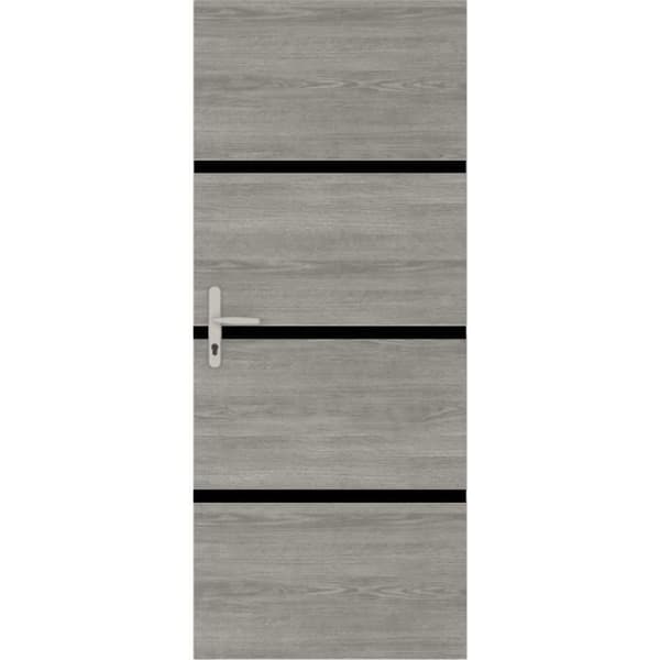 Dørrenoveringssæt - NORDLINGER PRO - 4 ark 85 x 50 cm & 3 sorte profiler 85 x 2 cm - Grå eg