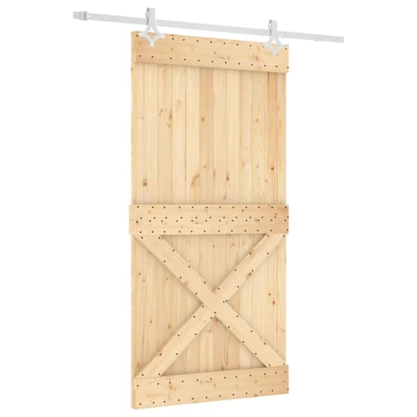 Skjutdörr med beslag 100x210 cm massiv furu