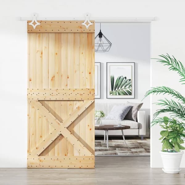 Skjutdörr med beslag 100x210 cm massiv furu