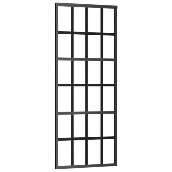 Skjutdörr ESG-glas och aluminium 76x205 cm svart