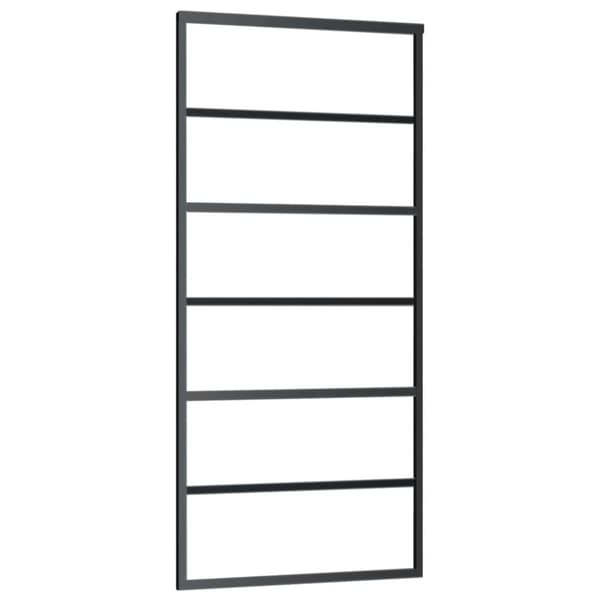 Skjutdörr ESG-glas och aluminium 90x205 cm svart