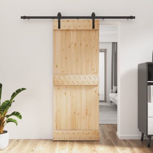 Skjutdörr med beslag 80x210 cm massiv furu