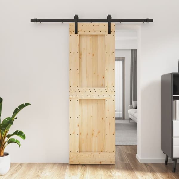 Skjutdörr med beslag 70x210 cm massiv furu