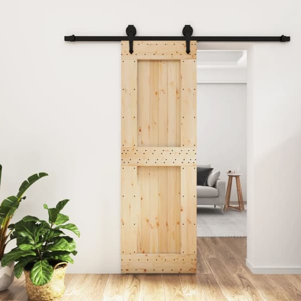 Skjutdörr med beslag 70x210 cm massiv furu