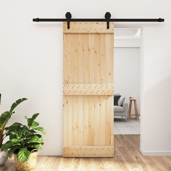 Skjutdörr med beslag 80x210 cm massiv furu