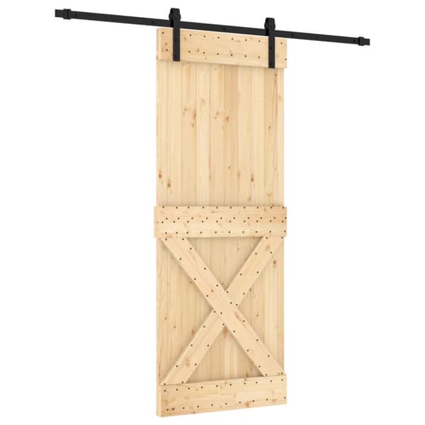 Skjutdörr med beslag 80x210 cm massiv furu