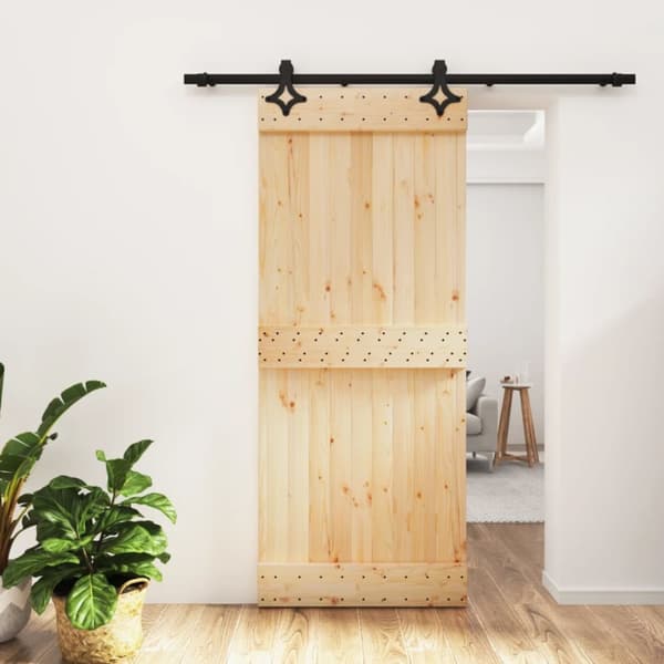 Skjutdörr med beslag 85x210 cm massiv furu