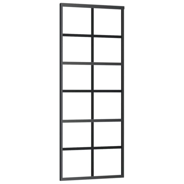 Skjutdörr ESG-glas och aluminium 76x205 cm svart