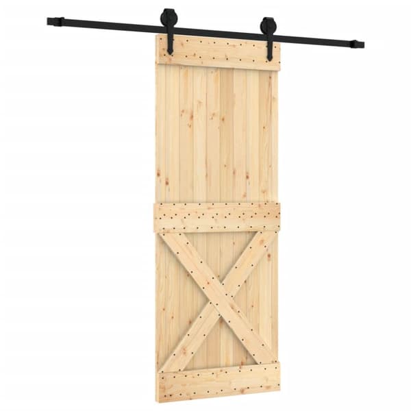 Skjutdörr med beslag 80x210 cm massiv furu