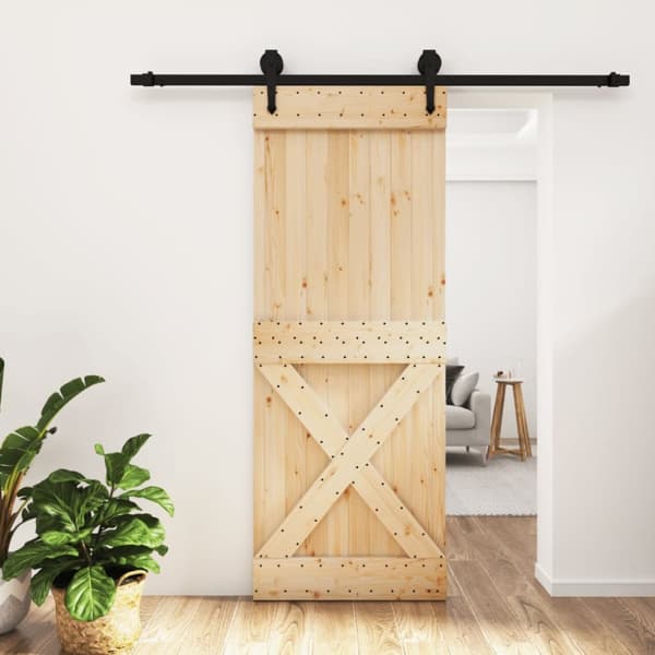 Skjutdörr med beslag 80x210 cm massiv furu