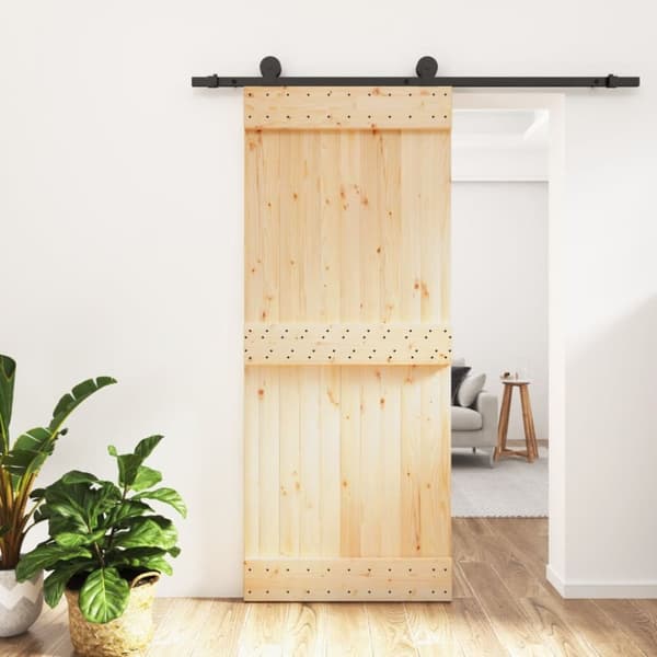 Skjutdörr med beslag 85x210 cm massiv furu